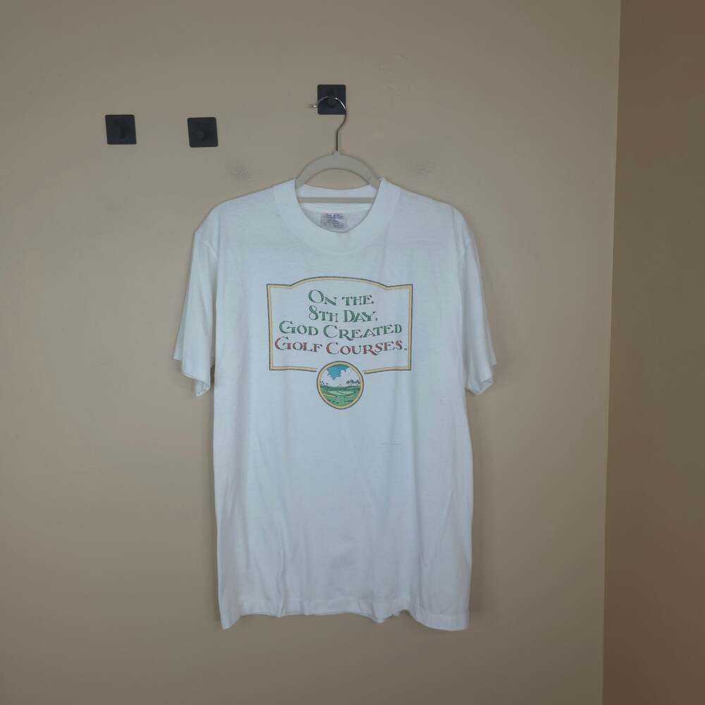 Vintage 90s On The 8th Day God Created Golf Courses T-Shirt Single Stitch L